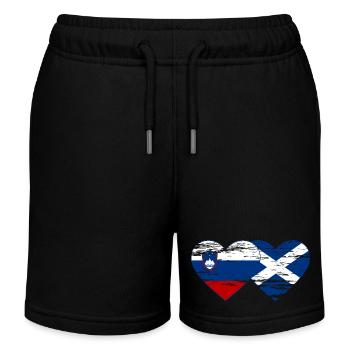 Slovenia Scotland Flag Heart Used - Kids Organic Sweat Shorts by Stanley/Stella - black - Front