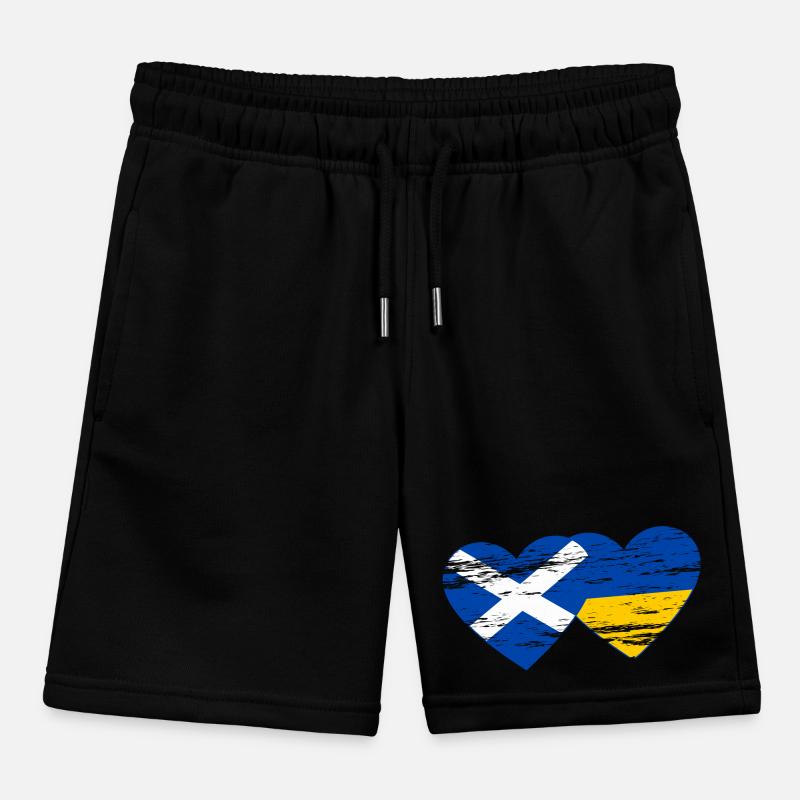 Ecosse Ukraine drapeau coeur utilisé Short de jogging enfant bio Stanley/Stella