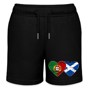Portugal Ecosse drapeau coeur utilisé - Short de jogging enfant bio Stanley/Stella - noir - Devant
