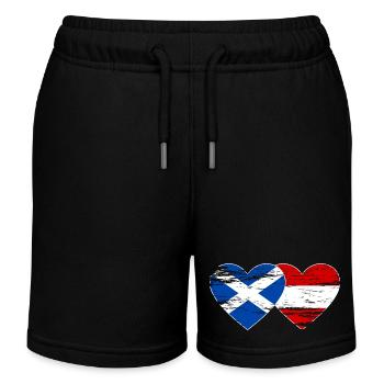 Ecosse Autriche drapeau coeur utilisé - Short de jogging enfant bio Stanley/Stella - noir - Devant
