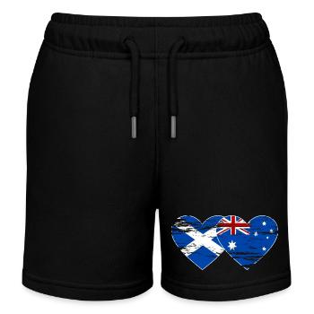 Ecosse Australie drapeau coeur utilisé - Short de jogging enfant bio Stanley/Stella - noir - Devant