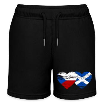 République tchèque Ecosse drapeau coeur utilisé - Short de jogging enfant bio Stanley/Stella - noir - Devant