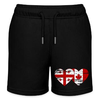 Georgien Kanada Flagge Herz used - Kinder Organic Joggingshorts Mini Bolter von Stanley/Stella - Schwarz - Vorne