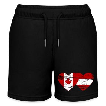 Canada Austria flag heart used - Kids Organic Sweat Shorts by Stanley/Stella - black - Front
