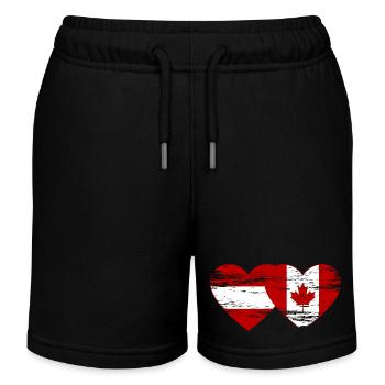 Österreich Kanada Flagge Herz used - Kinder Organic Joggingshorts Mini Bolter von Stanley/Stella - Schwarz - Vorne