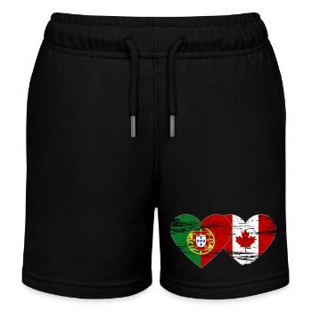 Coeur de drapeau du Portugal Canada utilisé - Short de jogging enfant bio Stanley/Stella - noir - Devant