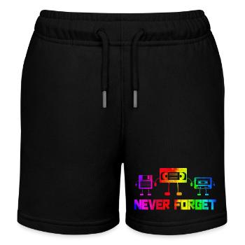 Music, Retro, Heavy Metal, Hard Rock, Punk, Vinyl, Pop - Kids Organic Sweat Shorts by Stanley/Stella - black - Front