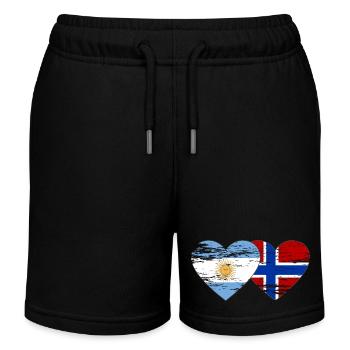 Argentine Norvège drapeau coeur utilisé - Short de jogging enfant bio Stanley/Stella - noir - Devant