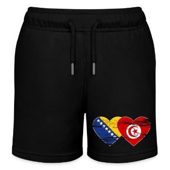 Bosnie Tunisie drapeau coeur utilisé - Short de jogging enfant bio Stanley/Stella - noir - Devant