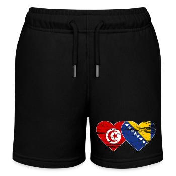 Tunisie Bosnie drapeau coeur utilisé - Short de jogging enfant bio Stanley/Stella - noir - Devant