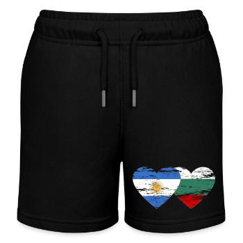 Argentine Bulgarie Drapeau Coeur Utilisé - Short de jogging enfant bio Stanley/Stella - noir - Devant
