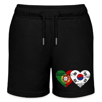 Portugal Corée du Sud Drapeau Coeur Utilisé - Short de jogging enfant bio Stanley/Stella - noir - Devant