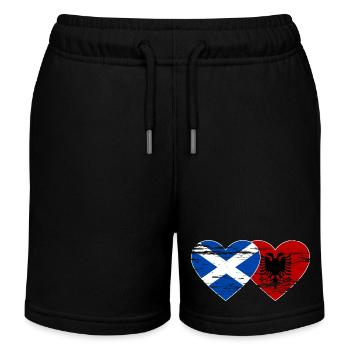 Ecosse Albanie drapeau coeur utilisé - Short de jogging enfant bio Stanley/Stella - noir - Devant