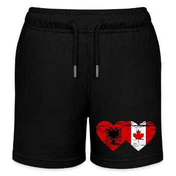 Albanie Canada drapeau coeur utilisé - Short de jogging enfant bio Stanley/Stella - noir - Devant