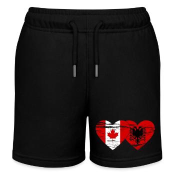 Canada Albanie drapeau coeur utilisé - Short de jogging enfant bio Stanley/Stella - noir - Devant