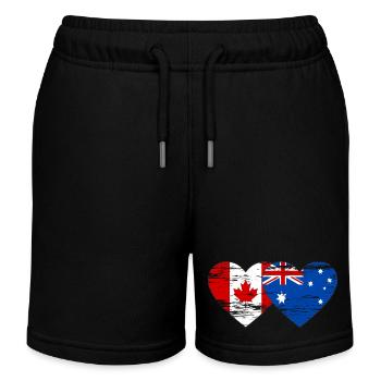 Canada Australie drapeau coeur utilisé - Short de jogging enfant bio Stanley/Stella - noir - Devant