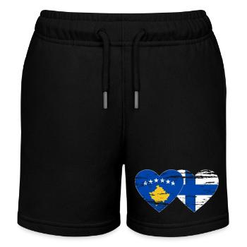 Kosovo Finlande drapeau coeur utilisé - Short de jogging enfant bio Stanley/Stella - noir - Devant