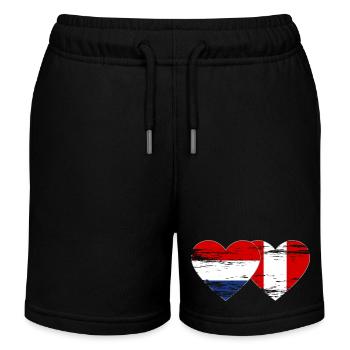 Hollande Pérou drapeau coeur utilisé - Short de jogging enfant bio Stanley/Stella - noir - Devant