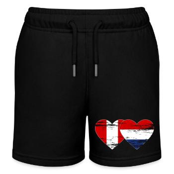 Pérou Hollande drapeau coeur utilisé - Short de jogging enfant bio Stanley/Stella - noir - Devant