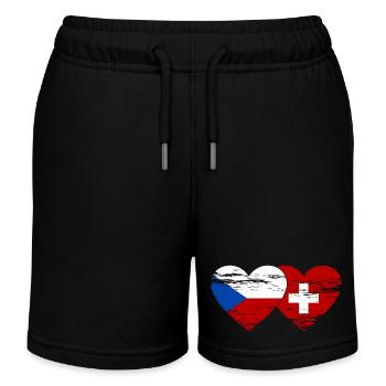 République Tchèque Suisse Drapeau Coeur Utilisé - Short de jogging enfant bio Stanley/Stella - noir - Devant