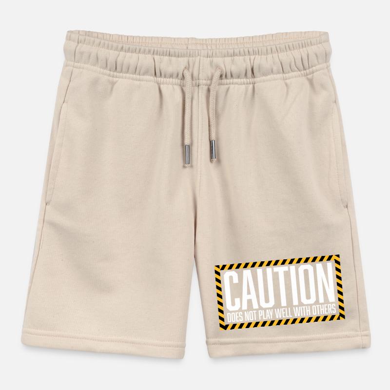 Caution Does Not Play Well With Others Warning Kids Organic Sweat Shorts by Stanley/Stella