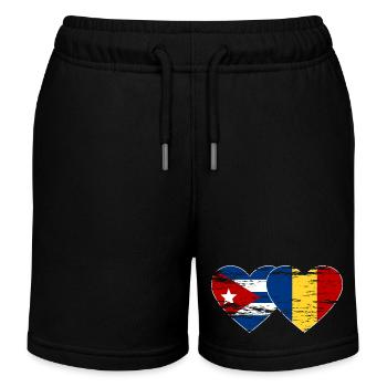 Cuba Romania Flag Heart Used - Kids Organic Sweat Shorts by Stanley/Stella - black - Front
