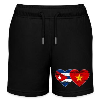 Kuba Vietnam Flagge Herz used - Kinder Organic Joggingshorts Mini Bolter von Stanley/Stella - Schwarz - Vorne