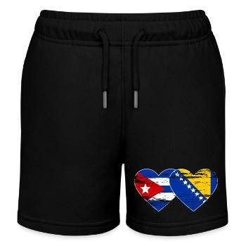 Cuba Bosnie drapeau coeur utilisé - Short de jogging enfant bio Stanley/Stella - noir - Devant