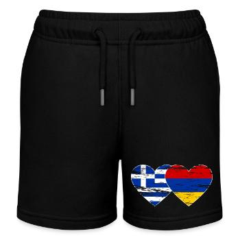 Griechenland Armenien Flagge Herz used - Kinder Organic Joggingshorts Mini Bolter von Stanley/Stella - Schwarz - Vorne