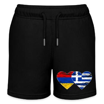 Armenien Griechenland Flagge Herz used - Kinder Organic Joggingshorts Mini Bolter von Stanley/Stella - Schwarz - Vorne