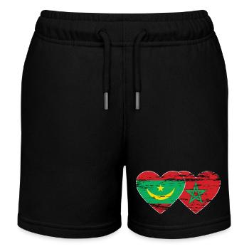Mauritanie Maroc Drapeau Coeur utilisé - Short de jogging enfant bio Stanley/Stella - noir - Devant