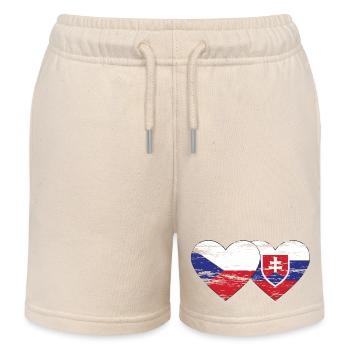 Tschechien Slowakei Flagge Herz used - Kinder Organic Joggingshorts Mini Bolter von Stanley/Stella - Natur - Vorne