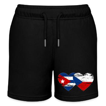 Kuba Tschechien Flagge Herz used - Kinder Organic Joggingshorts Mini Bolter von Stanley/Stella - Schwarz - Vorne