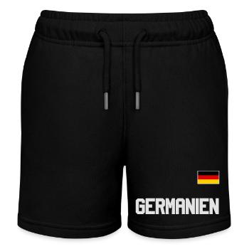 Deutschland Trikot Look GERMANIEN mit Flagge Fahne - Kinder Organic Joggingshorts Mini Bolter von Stanley/Stella - Schwarz - Vorne