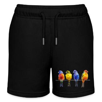 Birds on a wire - Kids Organic Sweat Shorts by Stanley/Stella - black - Front