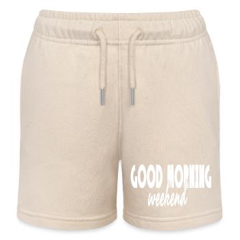 GOOD MORNING WEEKEND Inspirierende Phrase Wohlbefinden - Kinder Organic Joggingshorts Mini Bolter von Stanley/Stella - Natur - Vorne