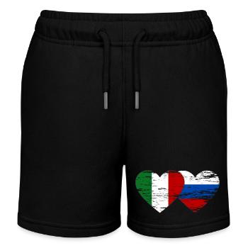 Italien Russland Flagge Herz used - Kinder Organic Joggingshorts Mini Bolter von Stanley/Stella - Schwarz - Vorne