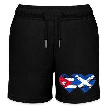 Kuba Schottland Flagge Herz used - Kinder Organic Joggingshorts Mini Bolter von Stanley/Stella - Schwarz - Vorne