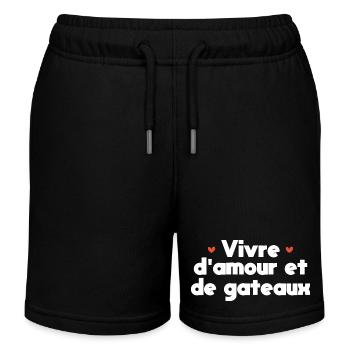 Vivre d'amour et de gateaux - Short de jogging enfant bio Stanley/Stella - noir - Devant