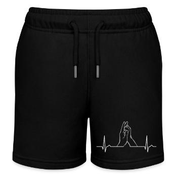 Hand + Hundepfote - High Five - Herzkurve, Puls - Kinder Organic Joggingshorts Mini Bolter von Stanley/Stella - Schwarz - Vorne