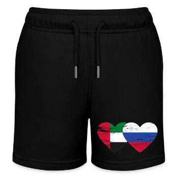 Vereinigte Arabische Emirate Russland Herz - Kinder Organic Joggingshorts Mini Bolter von Stanley/Stella - Schwarz - Vorne