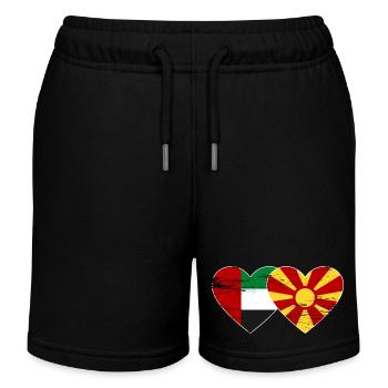 Vereinigte Arabische Emirate Mazedonien Flagge - Kinder Organic Joggingshorts Mini Bolter von Stanley/Stella - Schwarz - Vorne