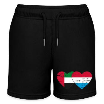 Vereinigte Arabische Emirate Luxemburg Flagge Herz - Kinder Organic Joggingshorts Mini Bolter von Stanley/Stella - Schwarz - Vorne