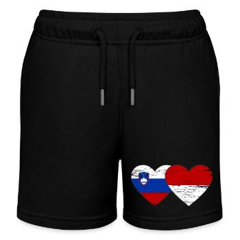 Slovénie Indonésie Drapeau Coeur utilisé - Short de jogging enfant bio Stanley/Stella - noir - Devant
