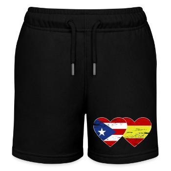Costa Rica Spain flag heart used - Kids Organic Sweat Shorts by Stanley/Stella - black - Front
