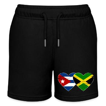 Kuba Jamaika Flagge Herz used - Kinder Organic Joggingshorts Mini Bolter von Stanley/Stella - Schwarz - Vorne