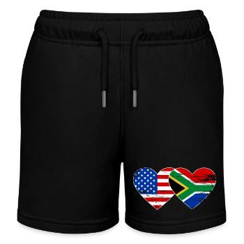 États-Unis Afrique du Sud drapeau coeur forme utilisé - Short de jogging enfant bio Stanley/Stella - noir - Devant