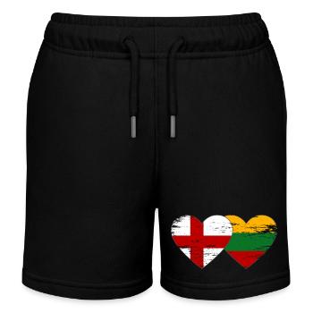 England Litauen Flagge Herzform used - Kinder Organic Joggingshorts Mini Bolter von Stanley/Stella - Schwarz - Vorne