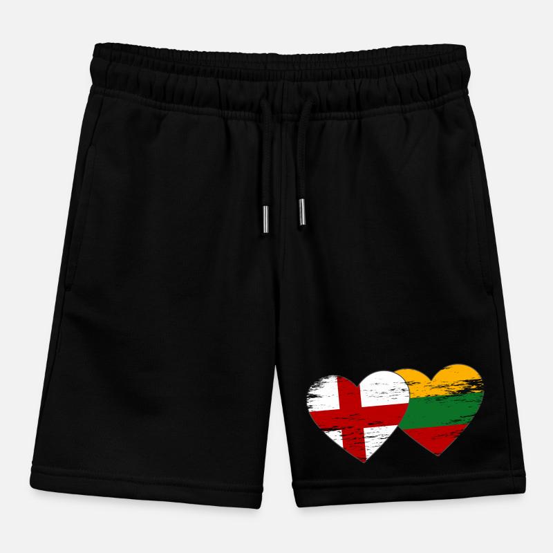 Angleterre Lituanie drapeau forme de coeur utilisé Short de jogging enfant bio Stanley/Stella