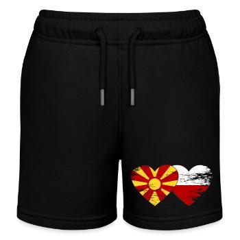 Mazedonien Polen Flagge Herz used - Kinder Organic Joggingshorts Mini Bolter von Stanley/Stella - Schwarz - Vorne